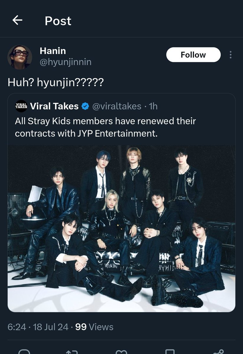 _Ritahf0t8's tweet photo. Who will tell them that hyunjin will choose skz over them anytime .
I love how akgaes are crying your tears are my happiness 😂😂😂 https://t.co/Q9nNla65y3