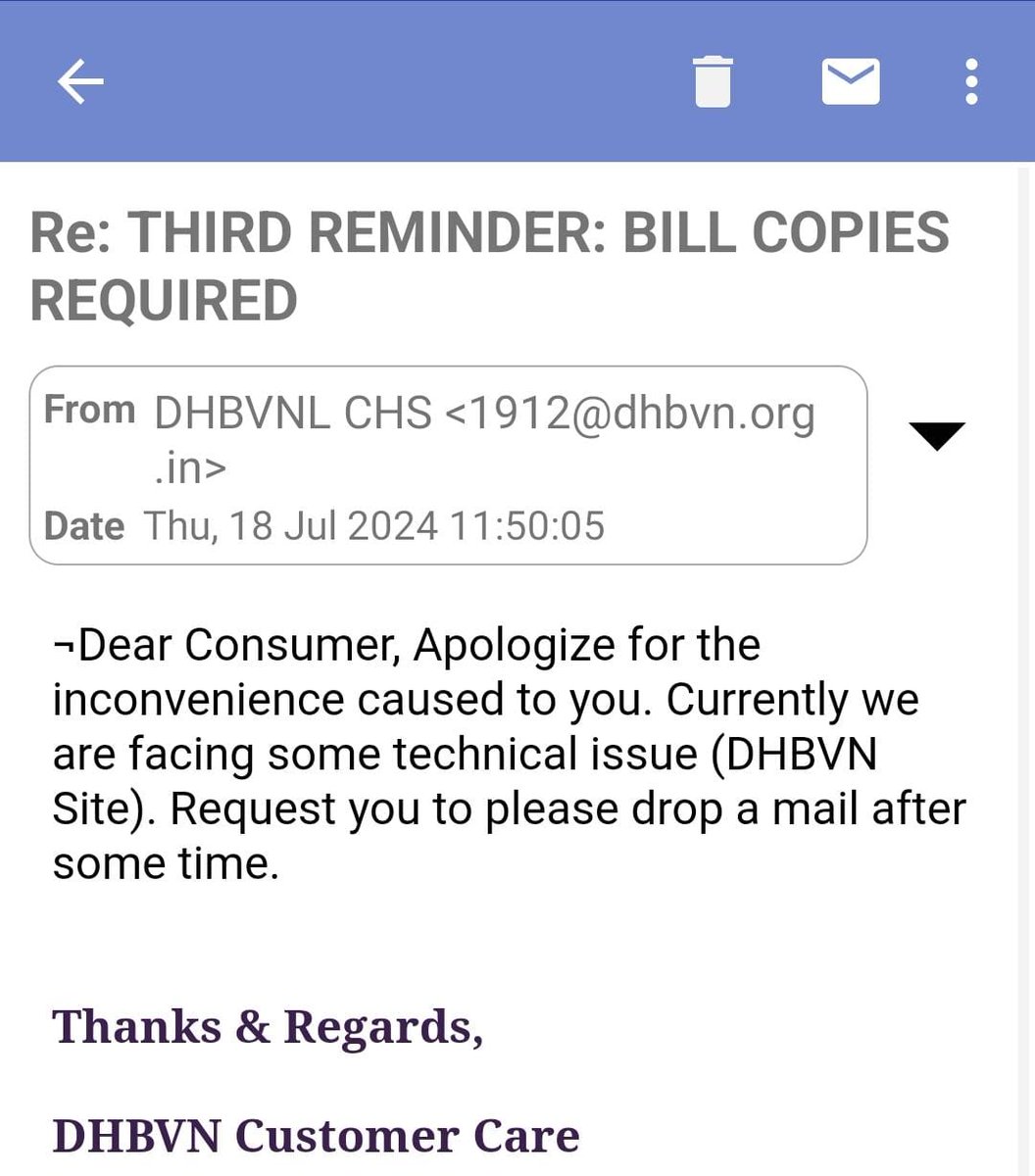 myspeak_shato's tweet photo. @1912dhbvn @DHBVNL most third class service. Since 10months i'v not rcvd bill copy. Toll free is useless they dont provide any solution. Portal doesn't let you download bills. Mails to 1912 r auto-replied saying site not working mail later again! No resolution! Pathetic! https://t.co/u3n4UhIrkQ