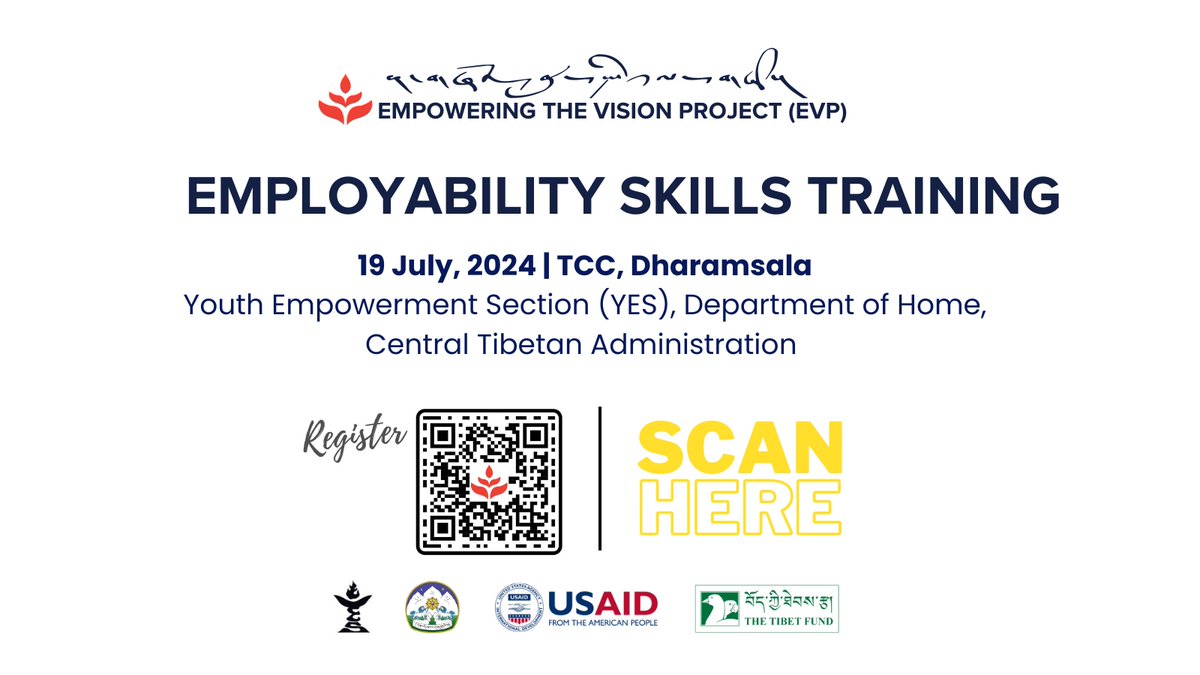 Register Now! 
Join us for a free Employability Skills Training hosted by Empowering the Vision in collaboration with the Youth Empowerment Section, CTA funded by USAID

Scan the QR Code below or click on the link to register 
docs.google.com/forms/d/1Ru63Y…
