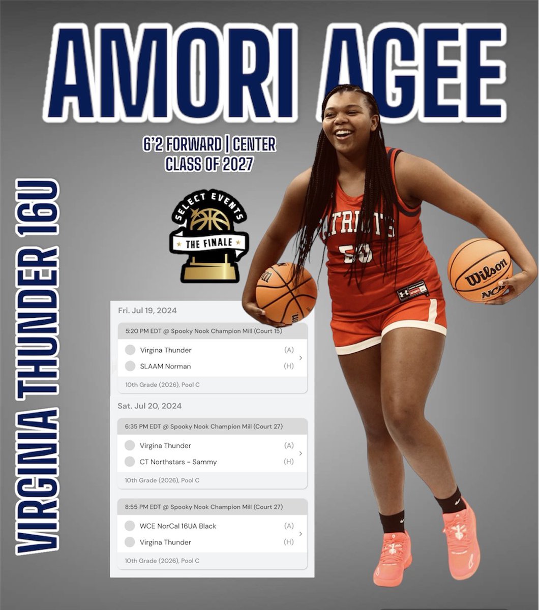 Coaches come check us out at <a href="/SelectEventsBB/">Select Events Basketball</a> The Finale July 19-22!!!! Ready to close out the summer in a big way!! <a href="/VABelles1/">Virginia Thunder</a> #LL20🕊️