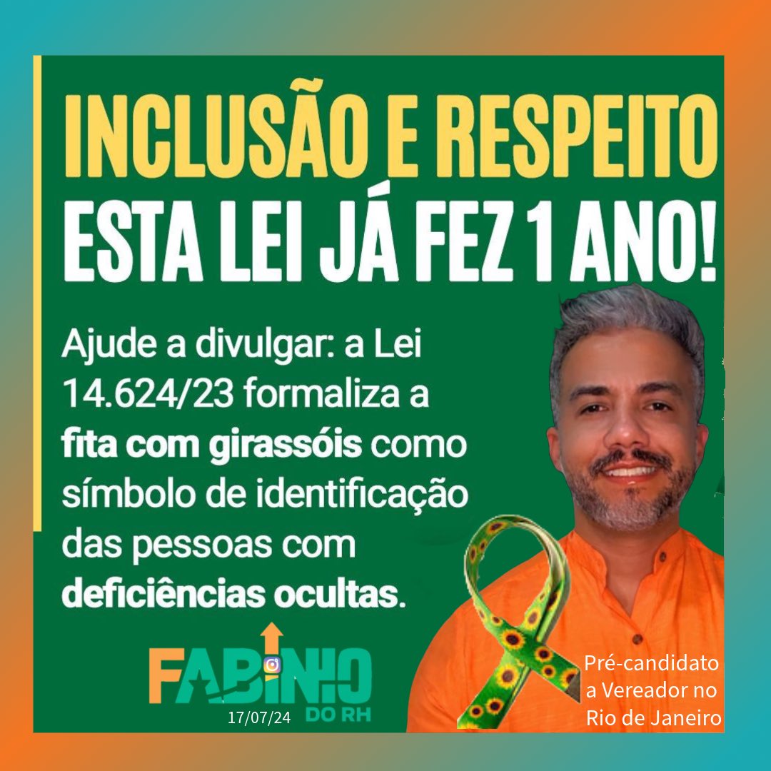 fabinhodorh's tweet photo. A Lei do Girassol 🌻 é um passo importante para a conscientização dessas condições.
Vamos construir um RJ mais inclusivo! 🌻💪 #LeiDoGirassol #RJMaisInclusivo #FabinhoDoRH #precandidatoavereador https://t.co/P9jP0Lt9I9