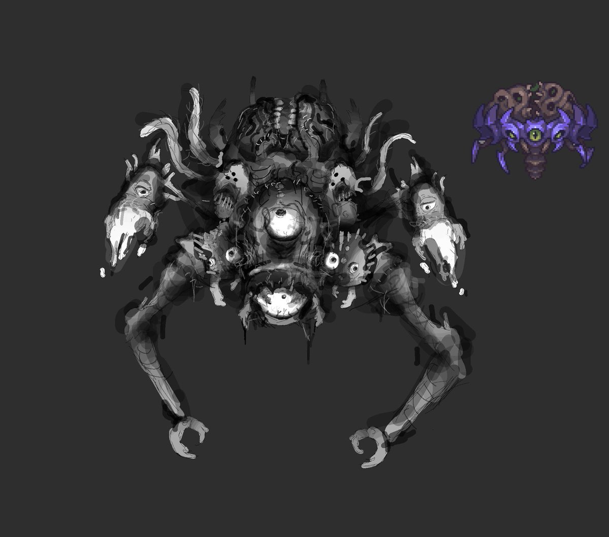 Aidne2105_real's tweet photo. quickly rushed hive mind redesign concept #terraria #terrariacalamity #calamitymod #terrariacalamitymod https://t.co/XiA2OqUT8N