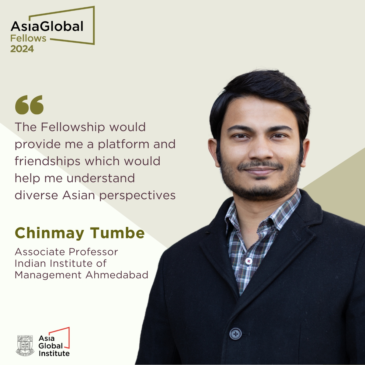 AsiaGInstitute's tweet photo. Eighteen outstanding individuals from 18 countries have been selected to participate in this year’s #AsiaGlobalFellows program. They will embark on a 13-week journey of understanding #Asianperspectives first hand. 

AsiaGlobal Fellow 2024,
@ChinmayTumbe - https://t.co/TCNR7I1K0i https://t.co/RZIYcm9GIE