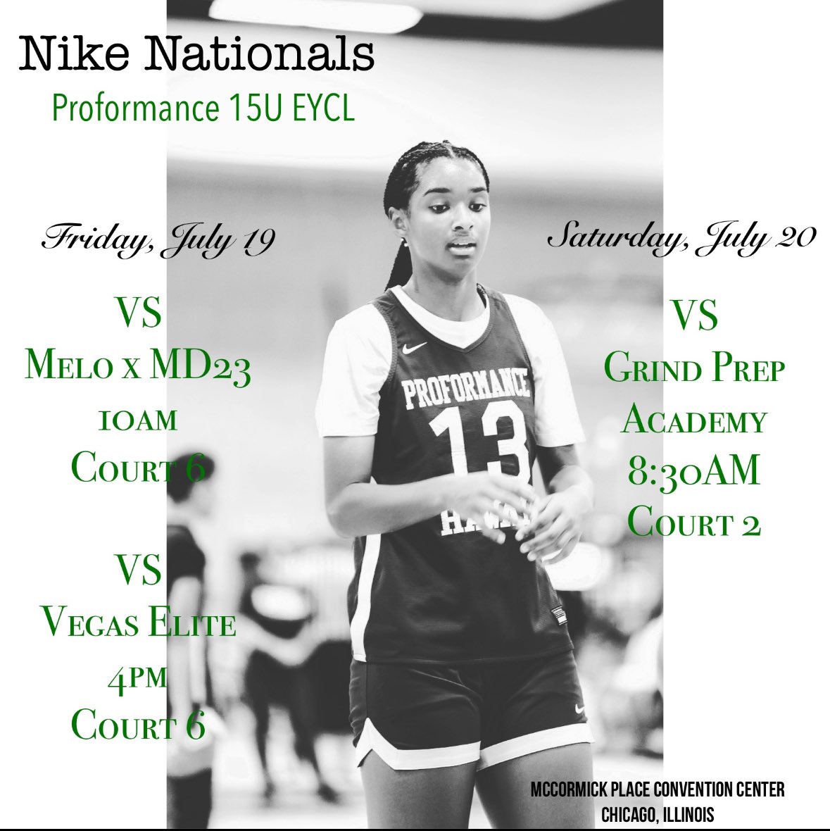 Check out our schedule for Nike Nationals going down in Chicago this weekend! 🔥 🏀 #Wbb #proformancewbb #classof2029 #nike