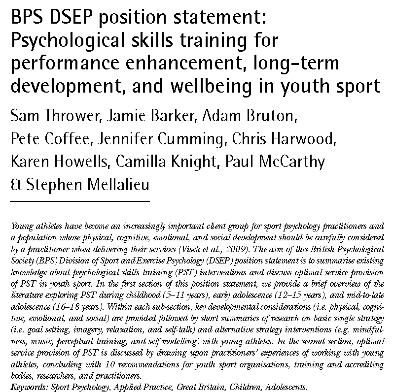 Sam Thrower (@drsamthrower) on Twitter photo New paper! <a href="/BPS_DSEP/">BPS Sport & Exercise Psychology (DSEP)</a> Position Statement: Psychological skills training for performance enhancement, long-term development, and wellbeing in youth sport. Open access link here: researchgate.net/publication/38… New paper! <a href="/BPS_DSEP/">BPS Sport & Exercise Psychology (DSEP)</a> Position Statement: Psychological skills training for performance enhancement, long-term development, and wellbeing in youth sport. Open access link here: researchgate.net/publication/38…