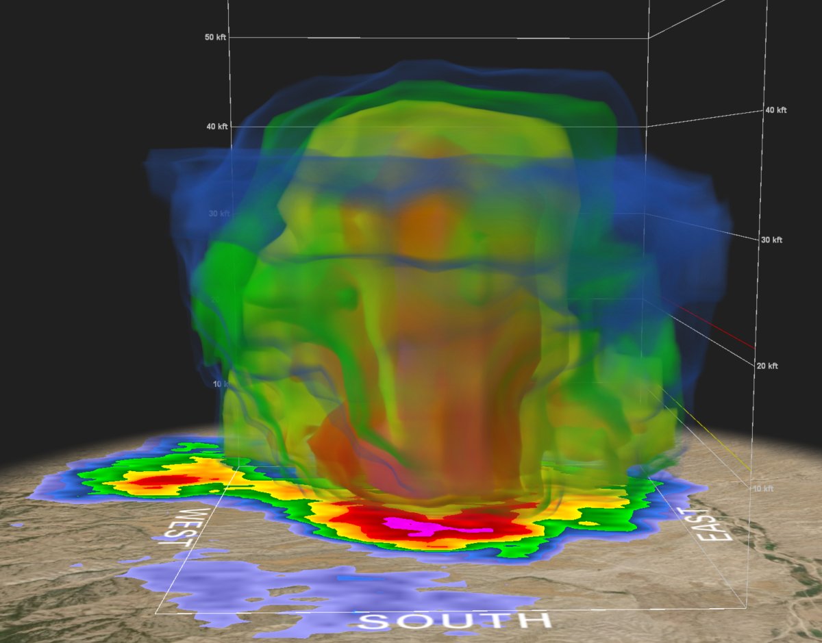 Here is a 3-D view of the severe thunderstorm near San Manuel. #azwx