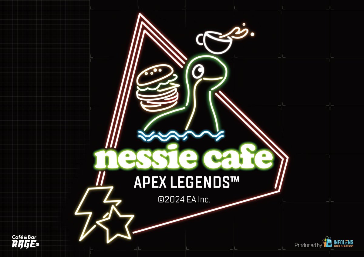 eajapan's tweet photo. 🦕#ApexLegends ネッシーカフェ2024🦕
今年はネッシーカフェが池袋に登場！
カフェ限定商品の発売もあります✨

📅 開催期間🦕　8/10（土）～9/1（日）
📍 開催店舗🦕　Café&amp;Bar RAGE ST

詳細はこちら→　
https://t.co/FweqU3XY0N

#Nessiecafe #ネッシーカフェ https://t.co/q9IKr3YFhL