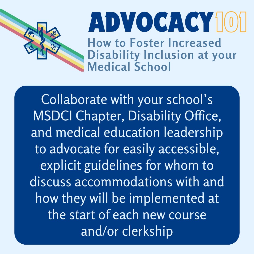 MSDCINational's tweet image. It’s essential to receive appropriate, equitable #accommodations and to ensure these are implemented appropriately in your #MedSchool classes and #clerkships. #MedEd admin providing clear communication guidelines for students is key!