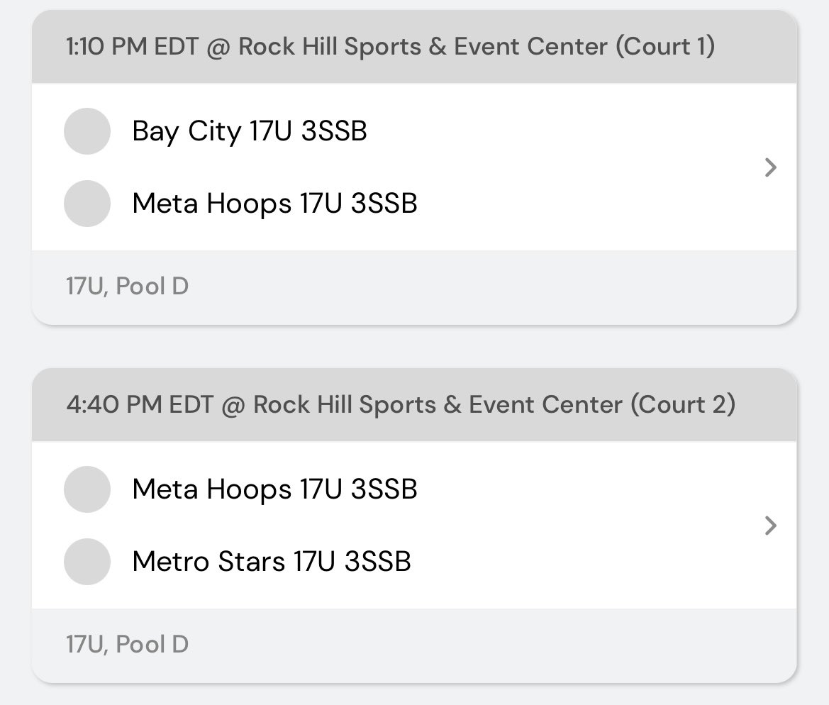 alisonturcke's tweet photo. Here is my schedule for the 3SSB Championships in Rock Hill! https://t.co/oGRJ9kEF5X