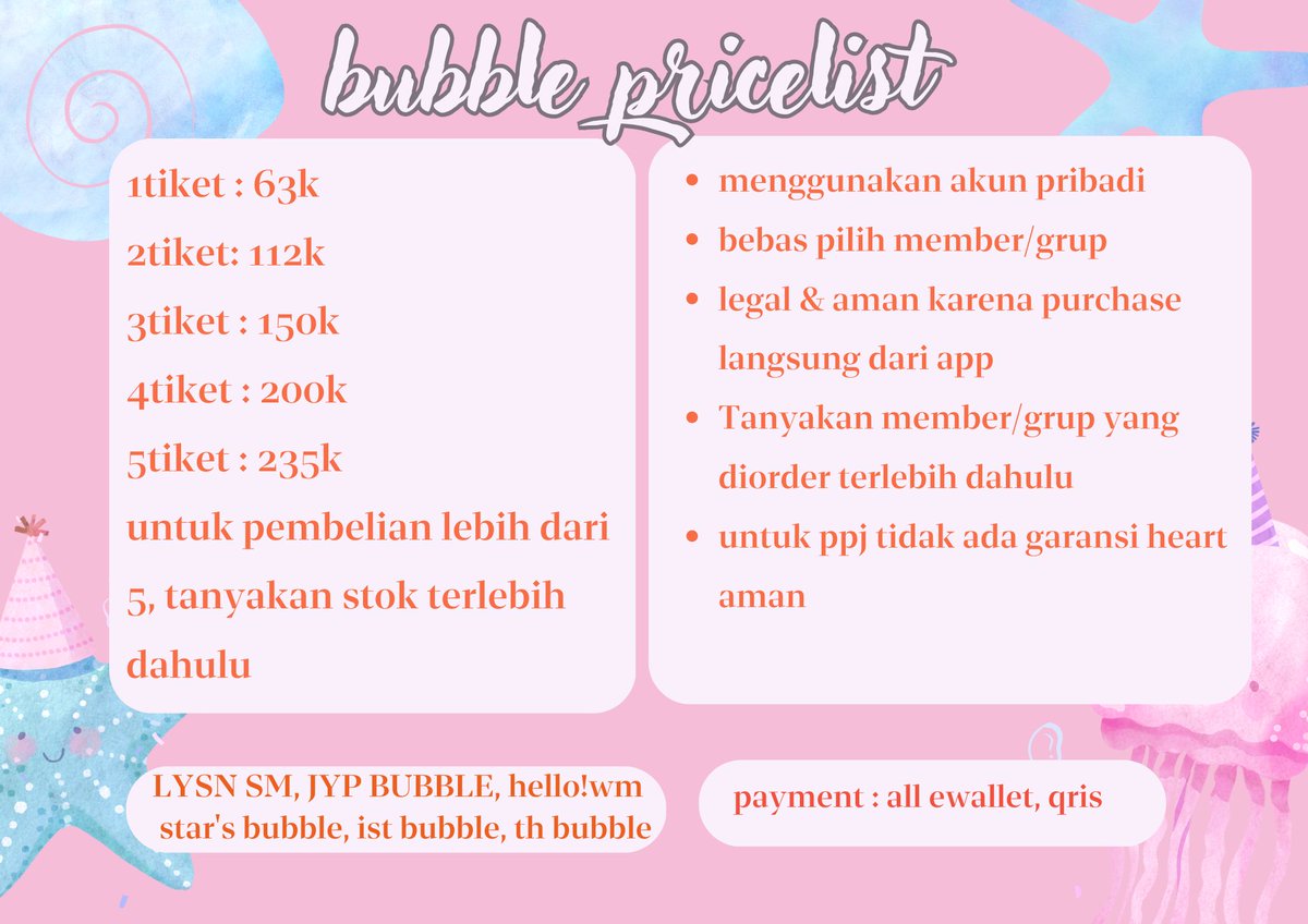 yuk chat bersama ayangmu yang cakep ntu, beli bubble lysn nya jangan lupa di aku  xixi😚 tersedia all bbl dari berbagai agensi yaps! dijamin trusted karna sudah banyak testi 🙆

t. wtb wts bbl lysn bubble dear.u nct wayv skz zb1 redvelvet exo #zonauang #zonajajan #zonaba
