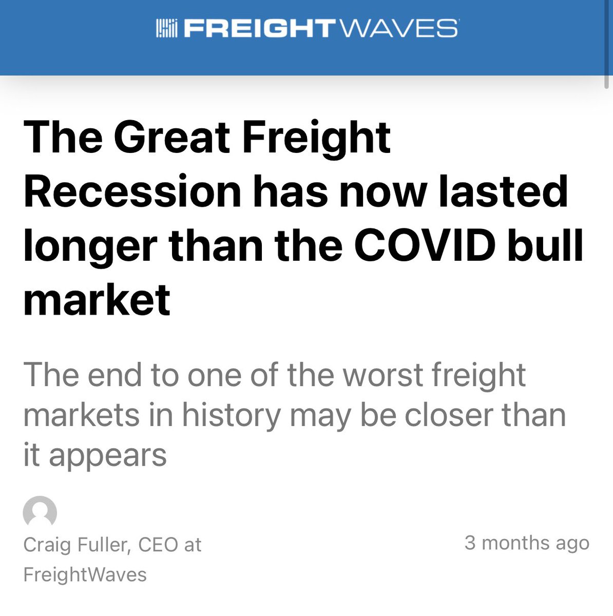 FreightAlley's tweet photo. Data is piling up that ourApril prediction about an end to the Great Freight Recession was correct.

Recovery is happening and likely to accelerate in coming months. https://t.co/AkTqoqncwM