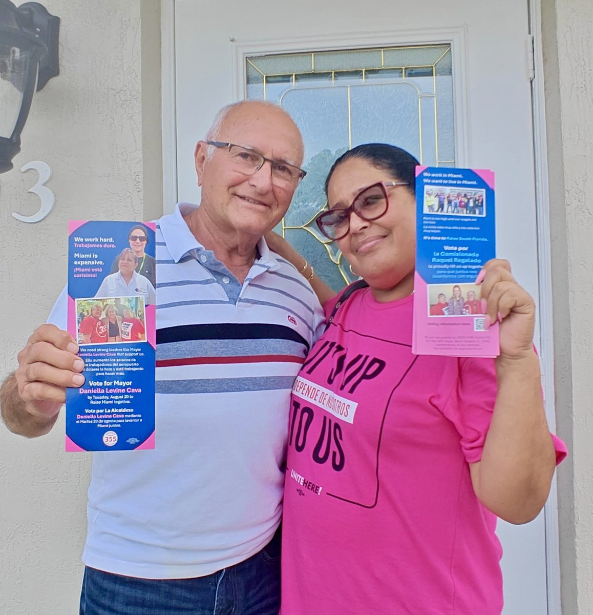 Airport and airline catering workers have hit the ground running to support <a href="/MayorDaniella/">Daniella Levine Cava</a>,Commissioner <a href="/KeonHardemon/">Keon Hardemon</a> D3, and Commissioner <a href="/RaquelRegalado/">Raquel Regalado</a> D7. Together, we can make a difference in #MiamiDade. It’s up to us! 🚪💪🏽💪🏿💪🏻