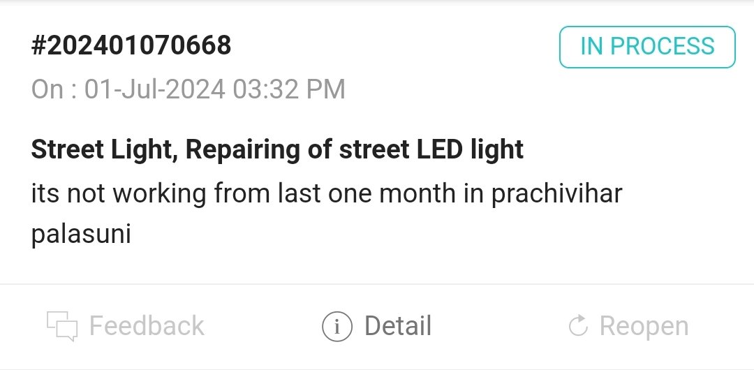 khusRay's tweet photo. @bmcbbsr @BSCL_BBSR a street light complaint was raised on 1st Jun 2024 in ward 18 ,prachi vihar,palasuni.Every team is coming in 7 days and saying it's not their work. Please do the needful.  @MayorofBBSR https://t.co/RPuJqxQNA3