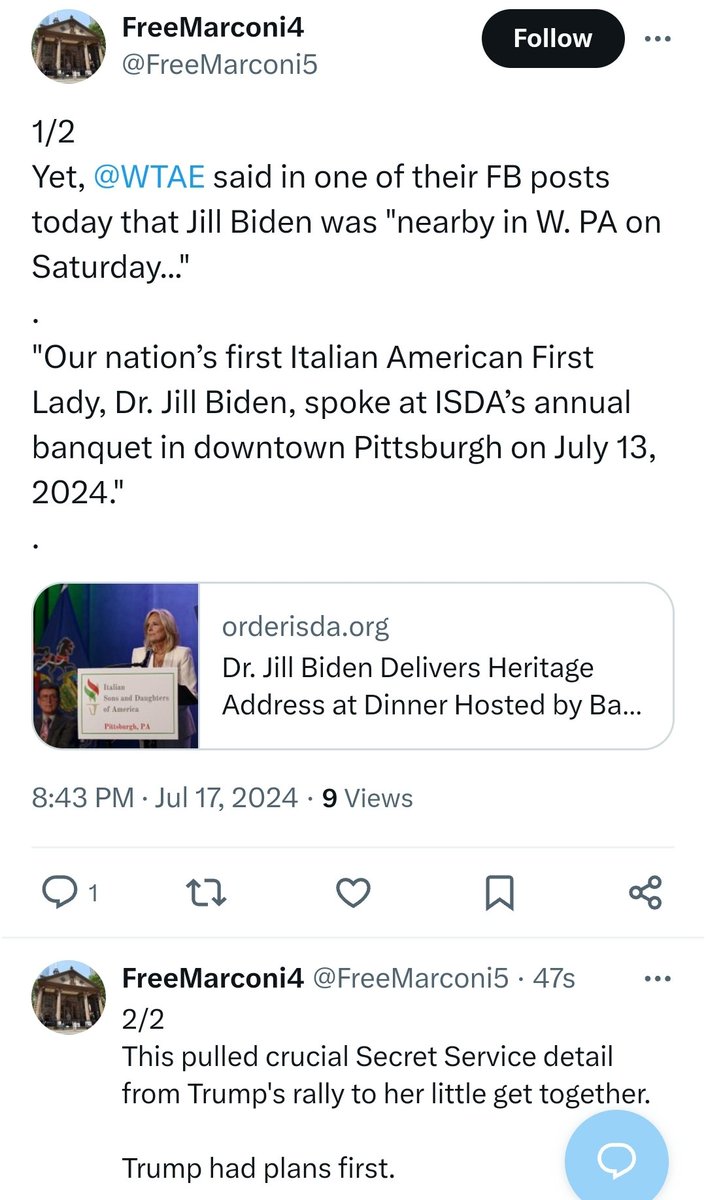 freedom4alltime's tweet photo. This cannot be coincidence... Is Jill Biden behind the attempted assassination of Donald Trump? It's sure starting to look that way...
#JillBiden #Biden #BidensBloodbath #TrumpAssassinationAttempt #Trump2024 #SecretServiceComplicit #maga https://t.co/Jc6DN5M1On