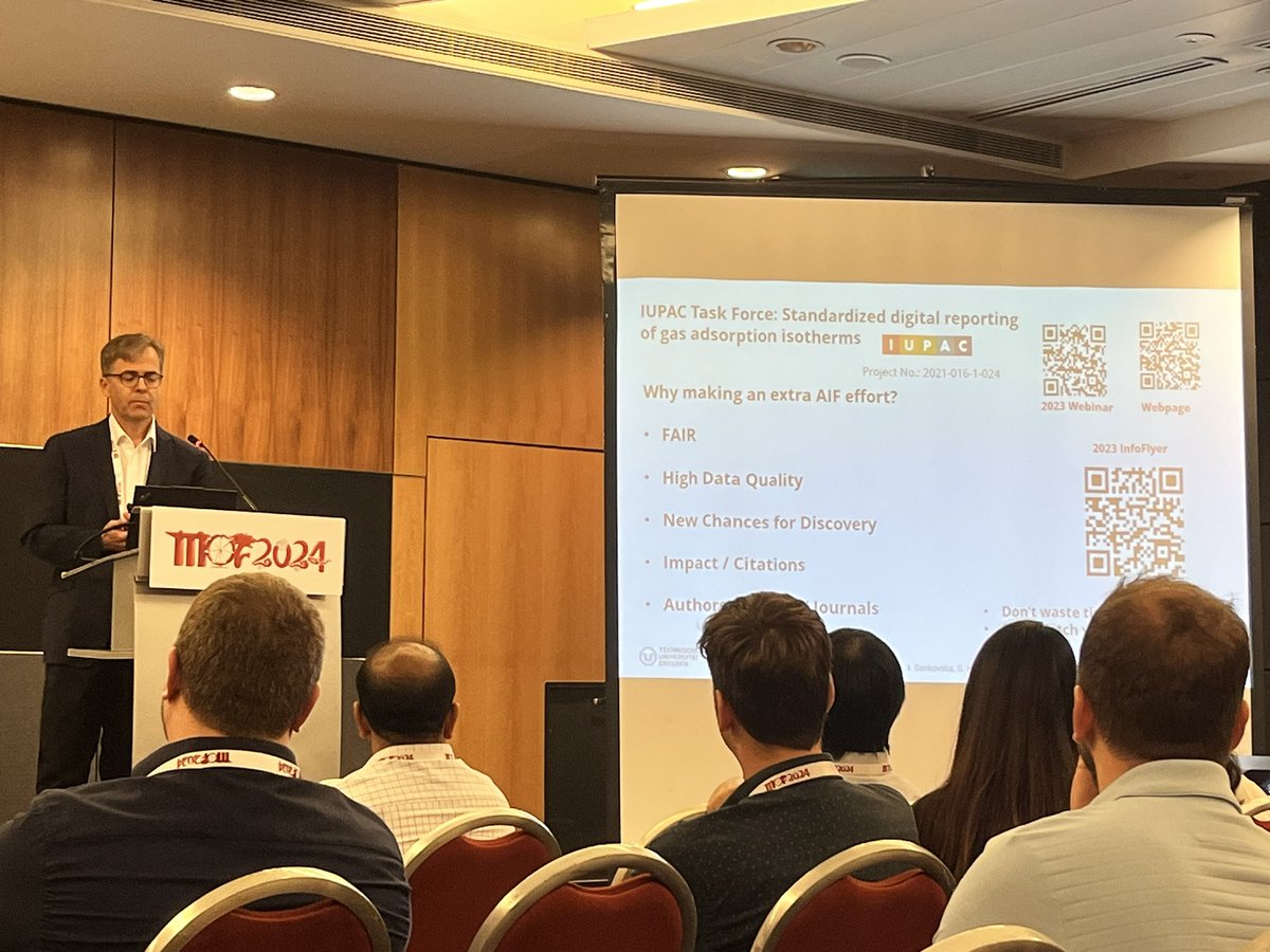 LNMcHugh25's tweet photo. Fantastic presentation from Stefan @kaskel on the importance of standardised digital reporting of gas adsorption isotherms @9thMOF2024 #MOF2024 https://t.co/jqHGgPSxBb