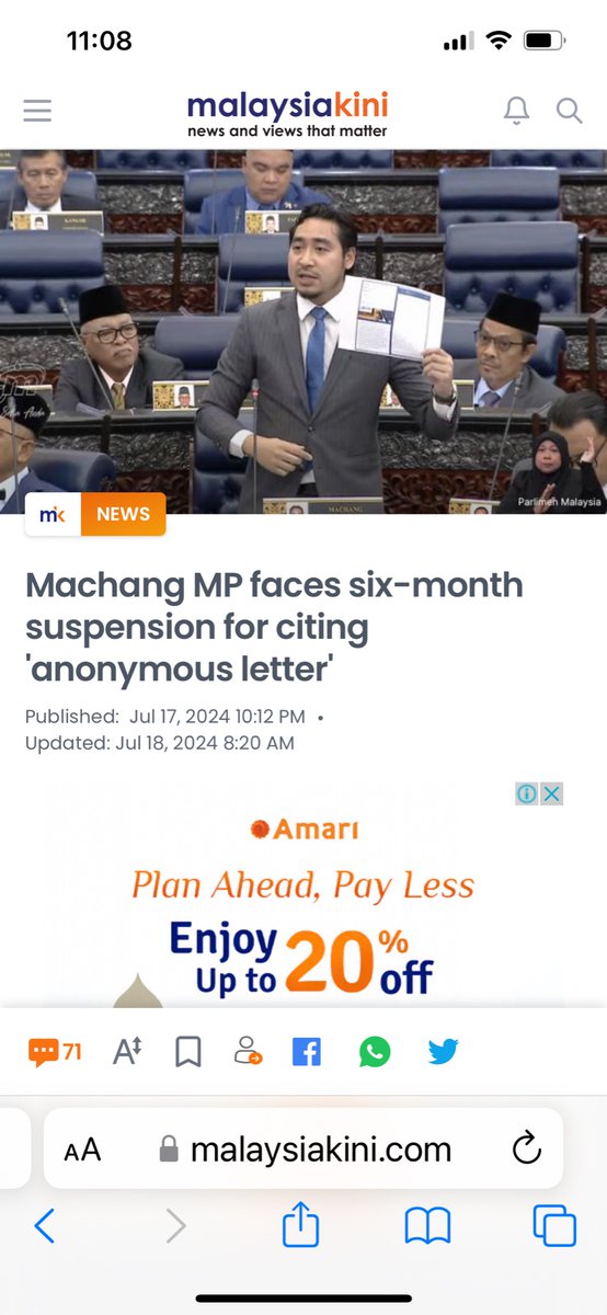 Refer him to Privileges Committee. Using parl majority to punish an MP is high-handed. I was also suspended 6mths under Najib govt. Then, my fellow PH MPs objected strongly, arguing it’s oppressive. Now in power, they’re behaving the exact same way. Why ape ur former oppressors?