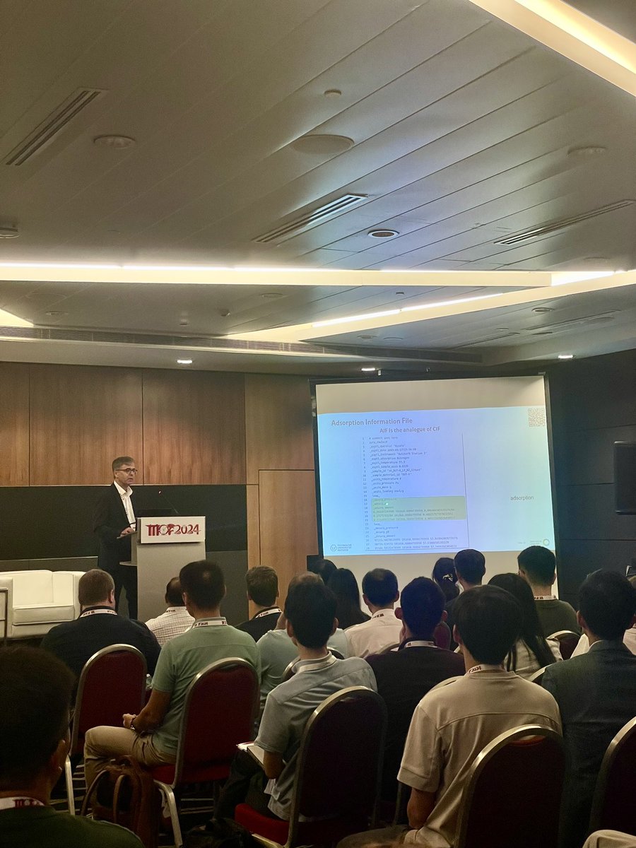 Huge efforts from <a href="/kaskel/">StefanKaskel</a> for improving reproducibility reporting with the Adsorption Information File - great to see such a large audience passionate about this topic

<a href="/9thMOF2024/">MOF2024</a> #MOF2024
