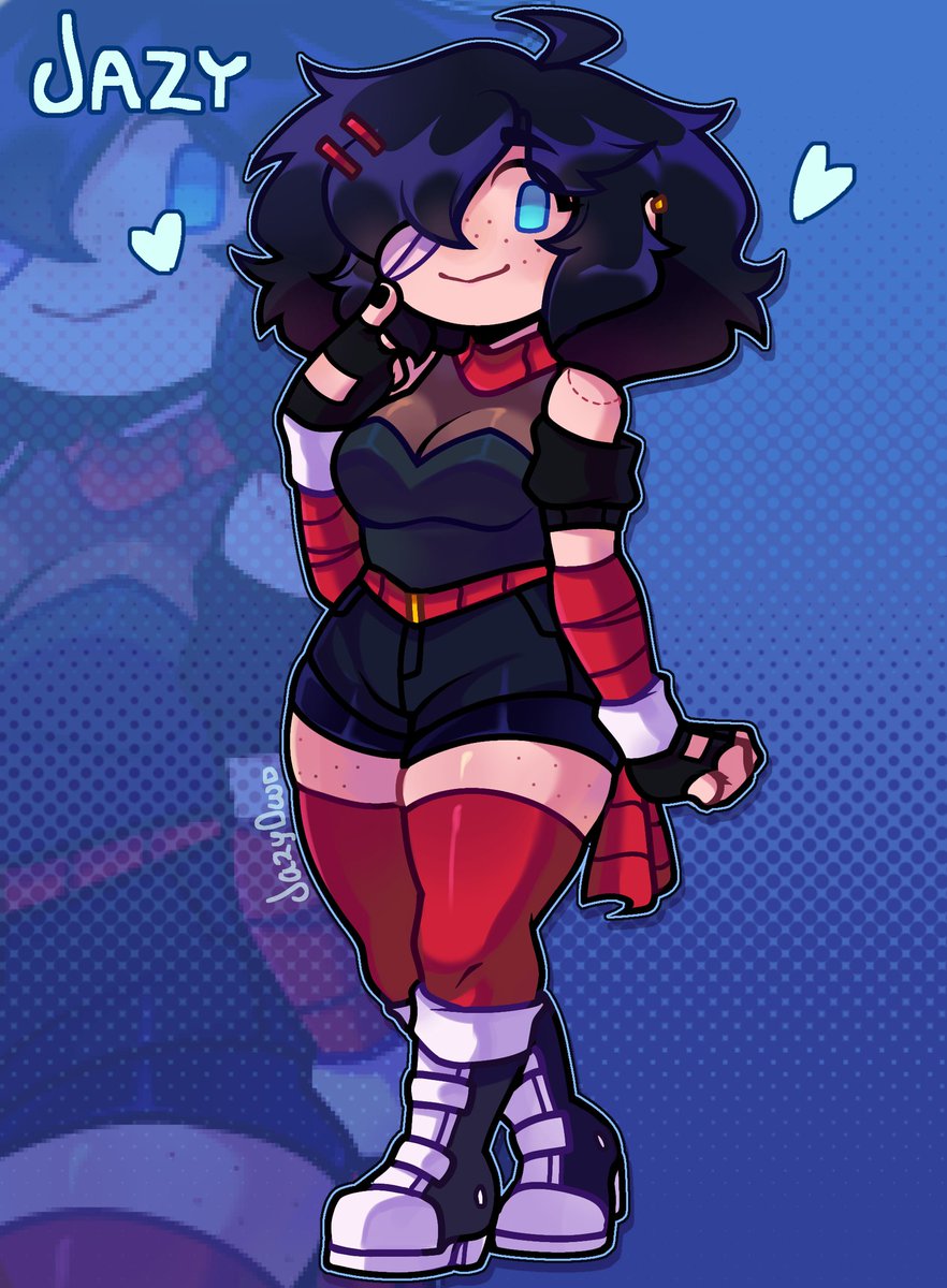 Jazy with short hair♡ #drawing #digitalart #oc #fnf #art