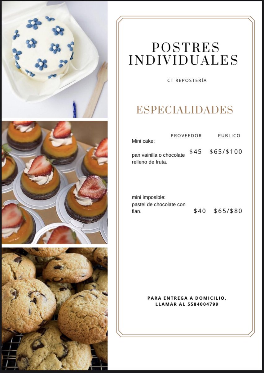 TCtallerculina3's tweet photo. Buenas noches buscamos cafeterías y restaurantes que puedan tener nuestros postres a consignación @LaRomaDF hacemos entregas a domicilio nos ayudan con un RT? Están súper deli 😁👌🏽 https://t.co/LLeh6AfCYX
