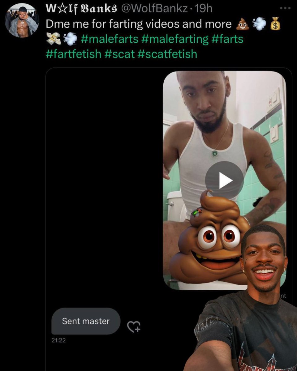 GAG0NX's tweet photo. GAG! IS IT GIVING SKAT PLAY. Oh Heavens -Lil Nas X exposed on twitter by content scat/fart fetish content creator leaking his phone number -#DoesMonteroHaveAConfession

ΤΑΚΕ Α lOOK❗️

* GAGONX, LLC. does not support or condone doxing, bullying, or violence in any form. *

#bigo #gagonx #gag0nx  #gagonbigo #gagonxnews #gag0nxnews #gagonxnewsdaily #gag0nxnewsdaily  #gagonbigonews #gagonbigonewsdaily #explorepage #viral #blogger #rabbitwithgun #oops #trending #bigolive #fy #fy #entertainment #funny
