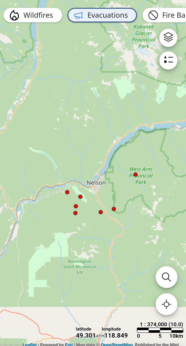 Kamscan's tweet image. Good sized group of #bcfire's around #NelsonBC