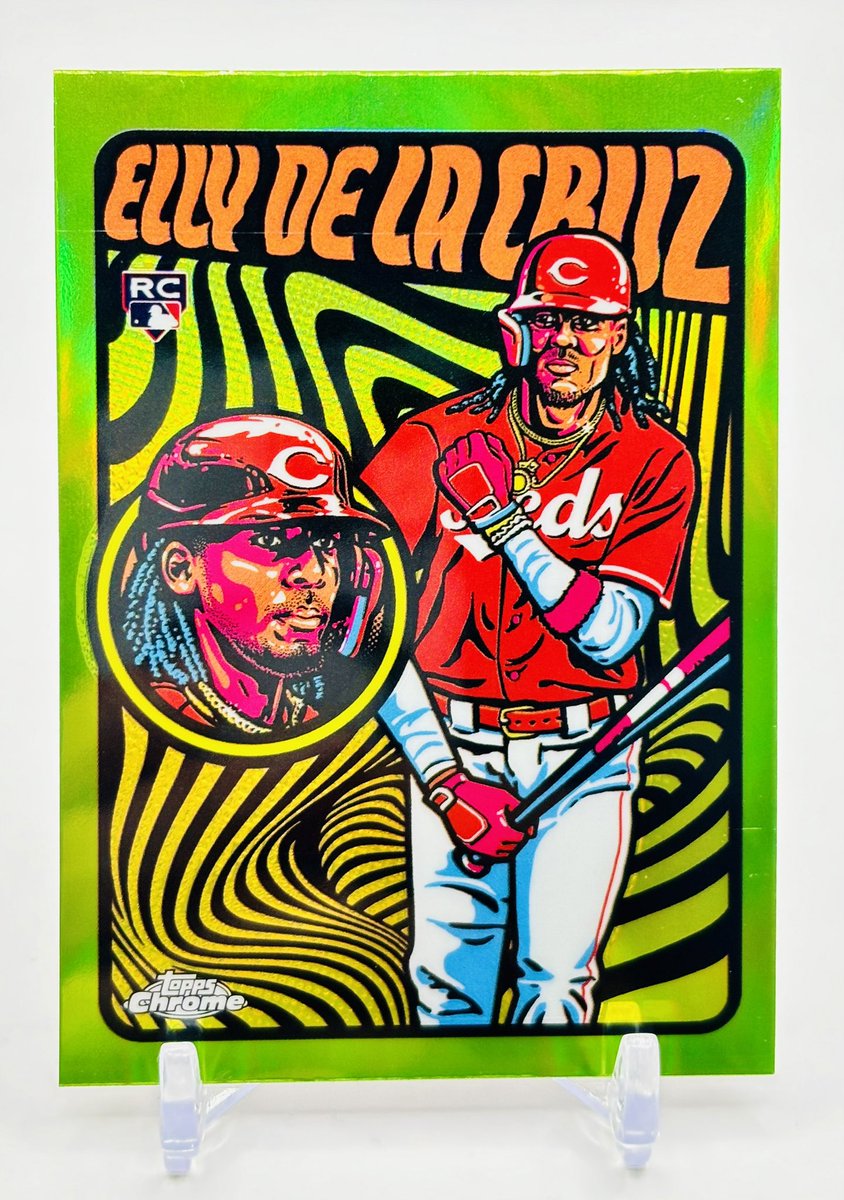 Josh31315's tweet image. 🎉🔥 Just pulled this stunning Elly De La Cruz Ultraviolet All Stars short print case hit from 2024 @Topps Chrome! My buddy and I “ripped” a whole case on release day, and this gem was the highlight! 🚀✨ #ToppsChrome #CaseHit #EllyDeLaCruz #CardCollector #BaseballCards