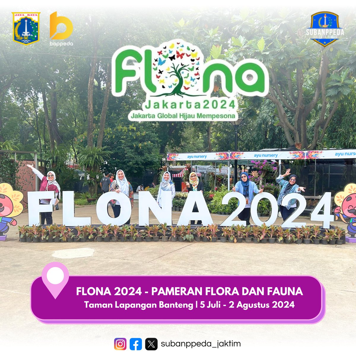 SubanppedaJT's tweet image. FLONA - Pameran Flora dan Fauna 2024

Oiya Flona 2024 ini free HTM yaa 😍 Jangan lupa ajak keluarga atau partner kamu kesini dari tanggal 5 Juli - 2 Agustus 2024 🥳

#subanppedajaktim #bappeda #flona #flona2024 #flona2024lapanganbanteng