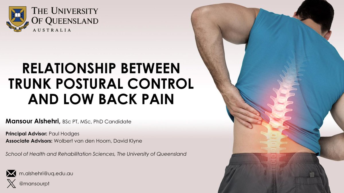 mansourpt's tweet photo. الحمدلله على فضله وتوفيقه،
اجتزت مناقشة درجة الدكتوراه من جامعة كوينزلاند في استراليا، والتي كانت عن "العلاقة  بين التحكم الحركي للجذع وآلام أسفل الظهر"

I'm delighted to share that I successfully passed my PhD defense  about "Relationship between Trunk Postural Control &amp; LBP" https://t.co/BTU0pUtfL4