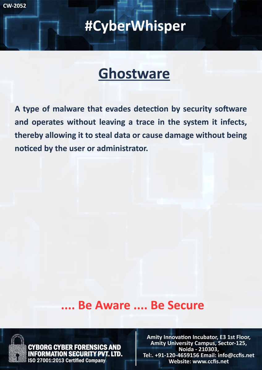 jssodhi's tweet photo. #CyberWhisper #CyberSecurity #Ghostware https://t.co/K1r1gjf44E