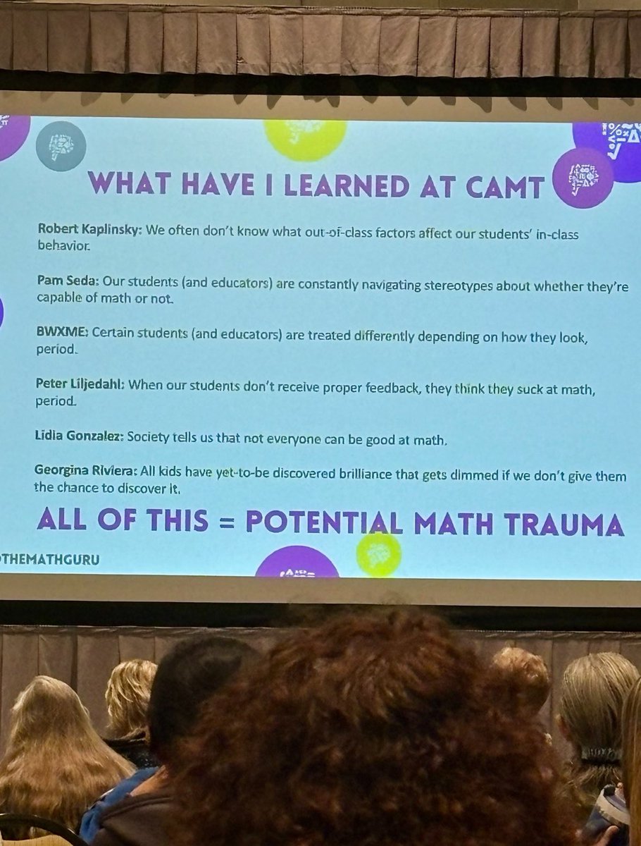 Today I talked about how I learned from so many incredible educators at <a href="/CAMT_TX/">CAMT Conference</a> &amp; all of their talks, to me, brought up new ways to look at what might potentially lead to math trauma! RT @Mathcoachrivera <a href="/LidiaGonzalez66/">Lidia Gonzalez</a> <a href="/robertkaplinsky/">Robert Kaplinsky</a> <a href="/pamseda1/">Dr. Pamela Jones Seda</a> <a href="/pgliljedahl/">Peter Liljedahl</a> #bwxme