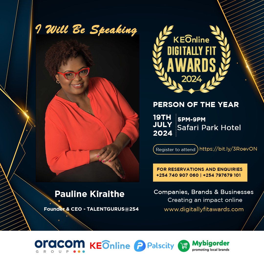 Safari Park Hotel is the place to be on July 19 for the #DFPersonOfTheYear awards, honoring digital leaders making a difference online. Digitally Fit Awards 2024. Twende Safari Park Hotel