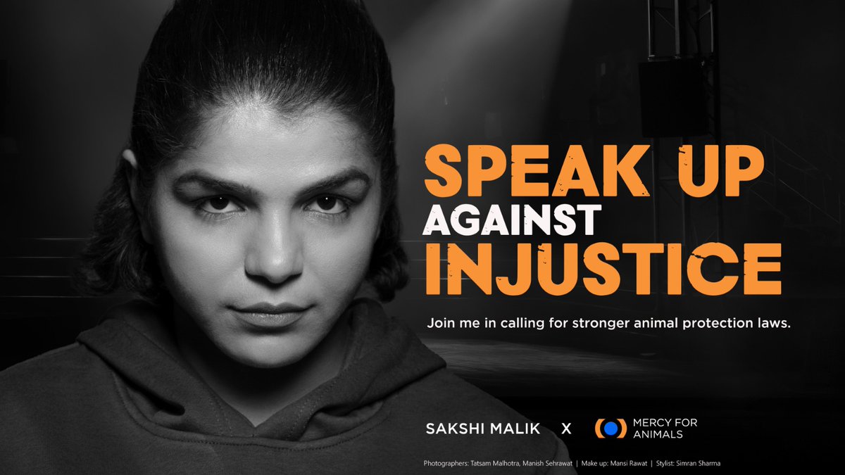 .<a href="/SakshiMalik/">Sakshee Malikkh</a>, Olympic wrestler and one of Time’s 100 Most Influential People of 2024, teams up with Mercy For Animals India to #SpeakUp against animal cruelty. Sign the petition to support stronger animal protection laws in India! speakup.mercyforanimals.in #StandWithSakshiMalik