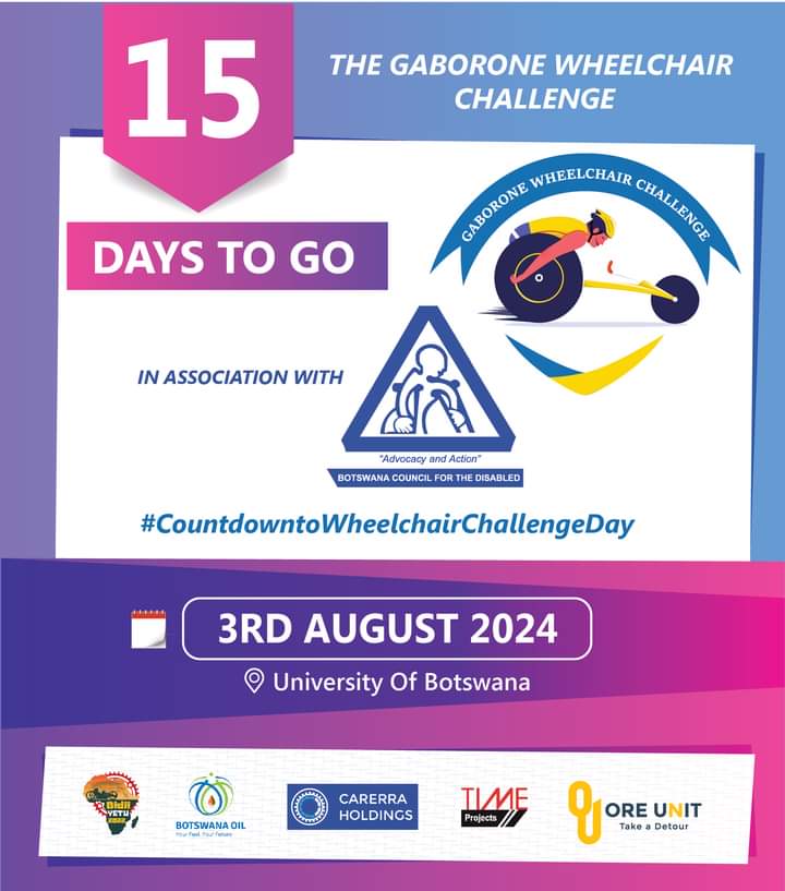 BCDNGO's tweet photo. Count down is on!!!
Have you registered already? If you haven't registered contact BCD Public Relations Office +267 397 3599/72894216 (whatsapp), email pubrelations@bcd.org.bw.
Follow Gaborone Wheelchair Challenge Facebook Page for more updates. https://t.co/s5adyMxiBw