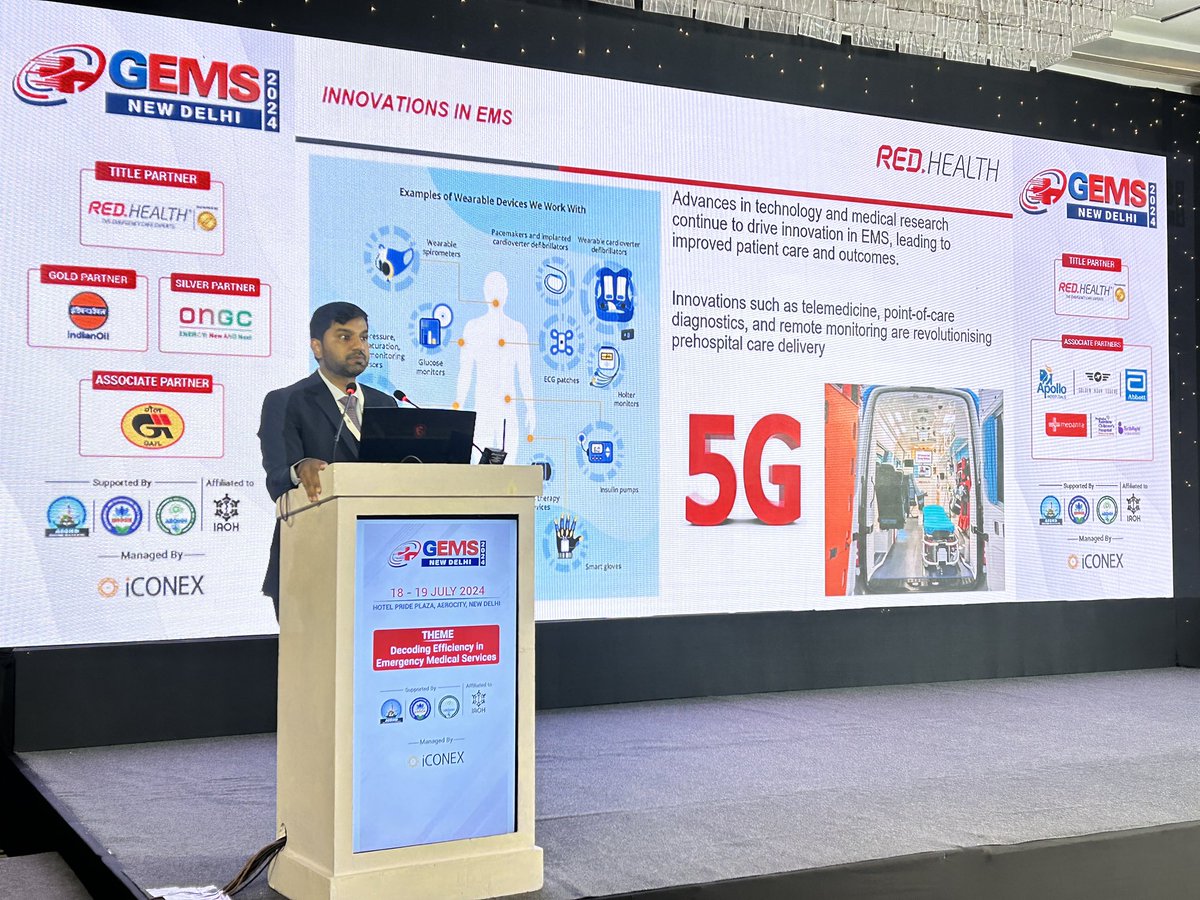 GlobalEMS217675's tweet photo. Technical Session 1 : Emergencies at Workplace
Topic- Pre Hospital Emergencies- Tackling The Golden Hour
Dr. Tausif Ahmed Thangalvadi, Vice President, Medical Operations, @theredhealth
#GEMS2024 #TechnicalSession #medicalservices #EMS #EmergencyMedicalServices #RedHealth https://t.co/IMZny9tHLR