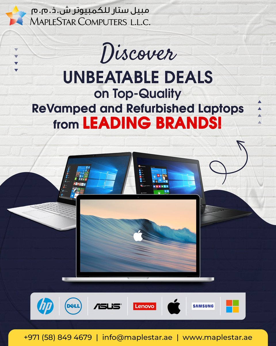 maplestarcomp's tweet photo. 📣 Discover Unbeatable Deals at MapleStar Computers! 📣

Explore High-Quality Laptops:
https://t.co/RguZXDU1Z2

#maplestarcomputers #unbeatabledeals #techdeals #usedlaptops #refurbishedlaptops #uae #dubai #budgetlaptops #businesslaptops #gaminglaptops #enterpriselaptops https://t.co/lydZAojOKI