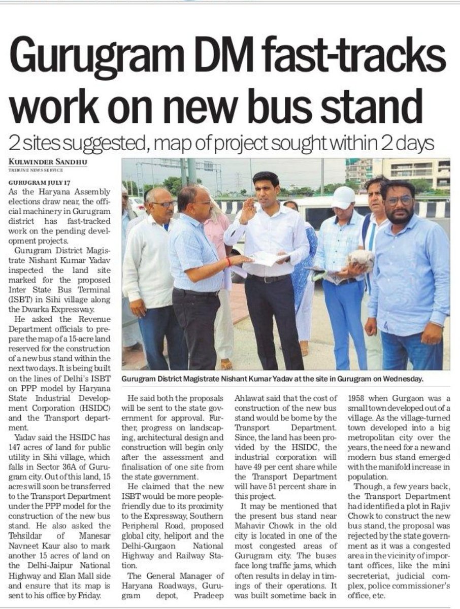 diprogurugram1's tweet image. गुरुग्राम में ISBT के निर्माण को लेकर डीसी श्री निशांत कुमार यादव ने प्रस्तावित स्थल का निरीक्षण किया।
#SiteVisit #NewsCoverage #Gurugram #Haryana #HaryanaRoadways