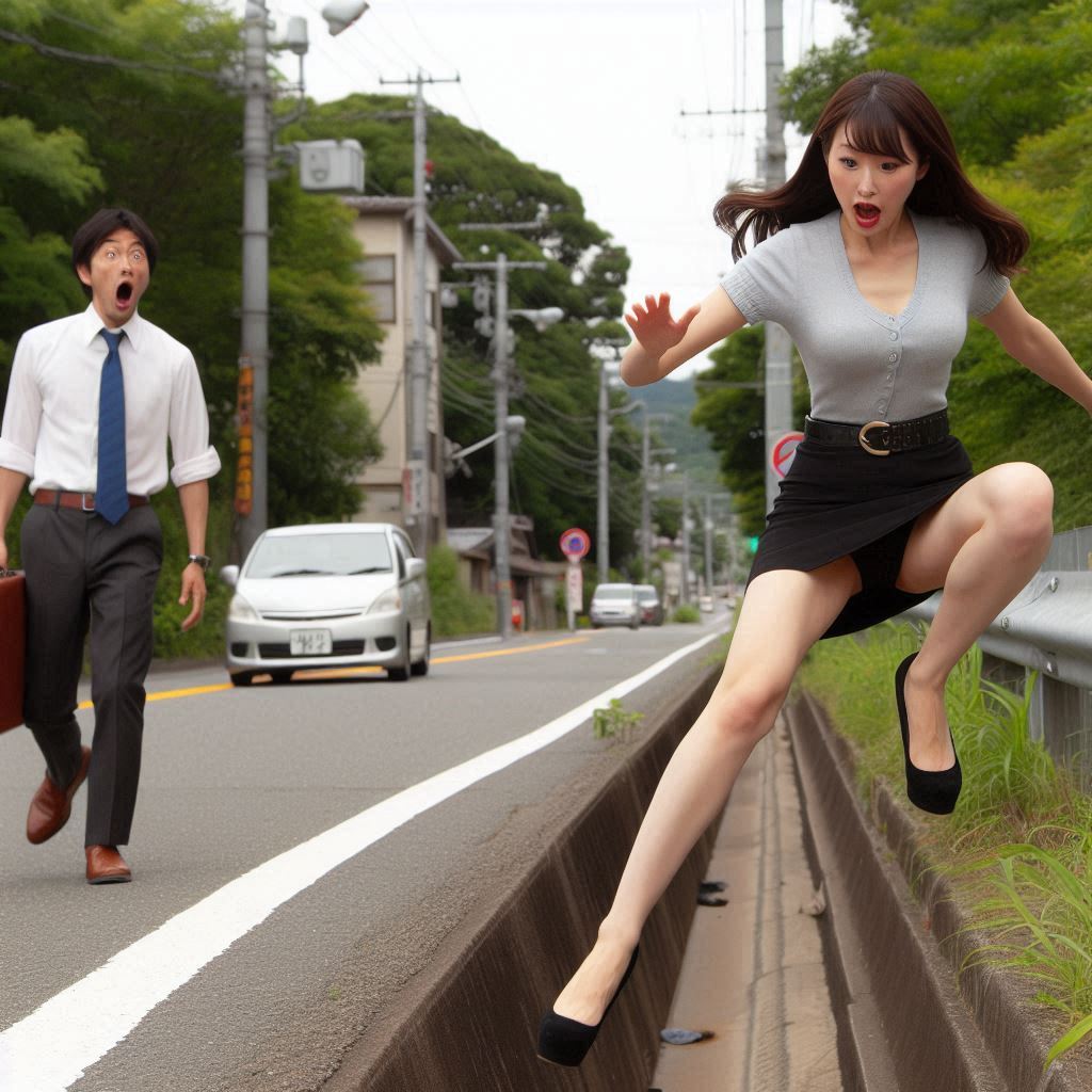 zero_ai_image's tweet image. ひ〜っ！着地失敗！
#AI美女 #AI画像