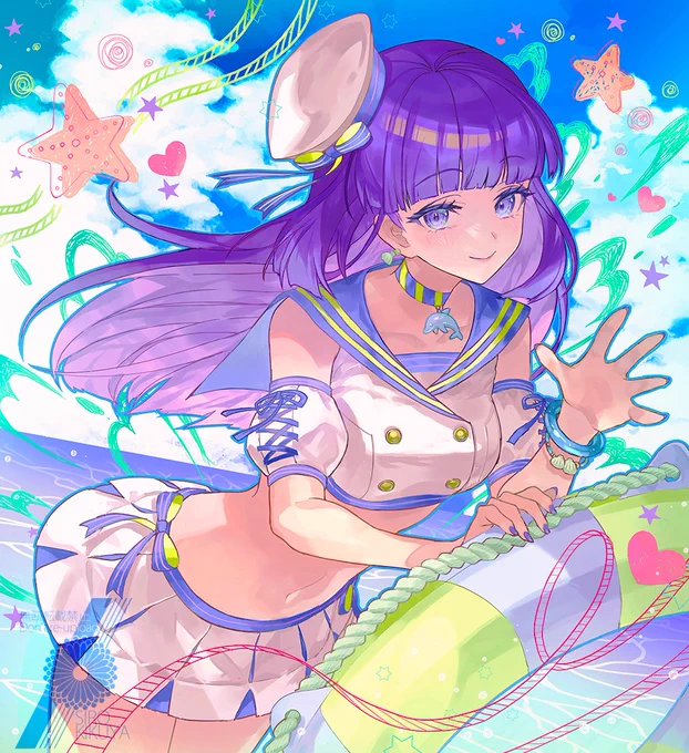 夏なので以前描いた氷上スミレちゃんを置いておきますね 水着……ではなくサマービーチドレス! #アイカツ