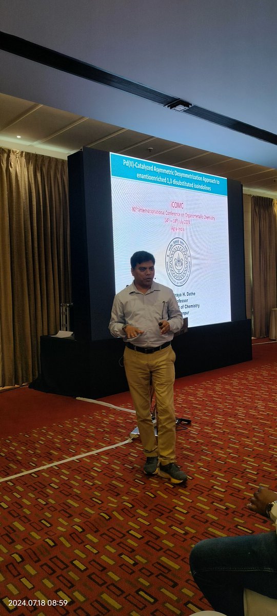 ICOMC 2024 (@icomc2024) on Twitter photo On the stage Prof. Dattatraya H. Dethe, IIT Kanpur, discussing about asymmetric desymmetrization strategies.
<a href="/Icomc2024/">ICOMC 2024</a>
<a href="/maiti_iitb/">Debabrata Maiti</a> <a href="/berachm/">jitendra k. bera</a> <a href="/iitbombay/">IIT Bombay</a> <a href="/IITKanpur/">IIT Kanpur</a> <a href="/iiserkol/">IISER Kolkata</a> On the stage Prof. Dattatraya H. Dethe, IIT Kanpur, discussing about asymmetric desymmetrization strategies.
<a href="/Icomc2024/">ICOMC 2024</a>
<a href="/maiti_iitb/">Debabrata Maiti</a> <a href="/berachm/">jitendra k. bera</a> <a href="/iitbombay/">IIT Bombay</a> <a href="/IITKanpur/">IIT Kanpur</a> <a href="/iiserkol/">IISER Kolkata</a>