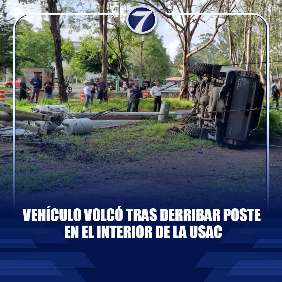 Noti7Guatemala's tweet photo. #Vehículo #volcó tras #derribar #poste en el interior de la #USAC ➡ https://t.co/BN7Ypn9Mas https://t.co/j7sNUDdWA3