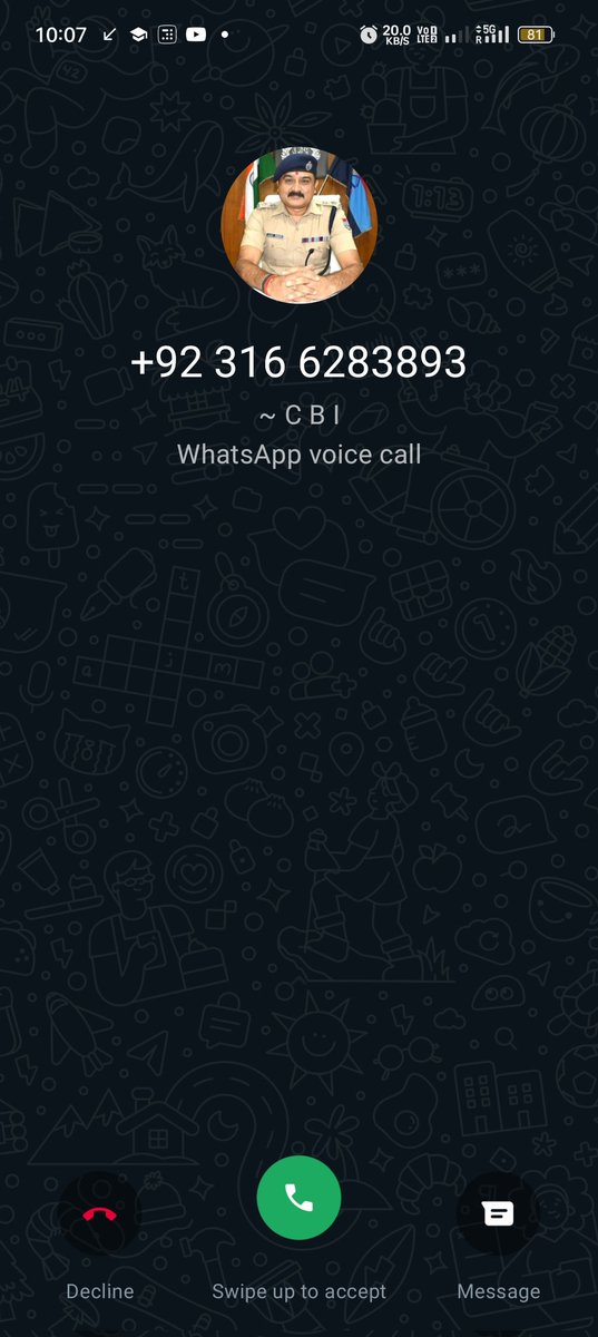 S_Susmita96's tweet photo. @tusharcrai I had also a WhatsApp call with such number and CBI officer was written but I didn't receive it. May be they are contacting through WhatsApp so that no one can record their call. https://t.co/gD59j5ktgE