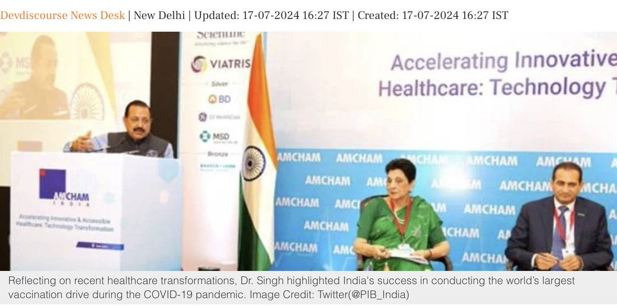 DrJitendraSingh's tweet image. Devdiscourse: Dr. Jitendra Singh Stresses Technological Advancements for Accessible, Affordable #Healthcare.
#AMCHAM

Read: devdiscourse.com/article/health…