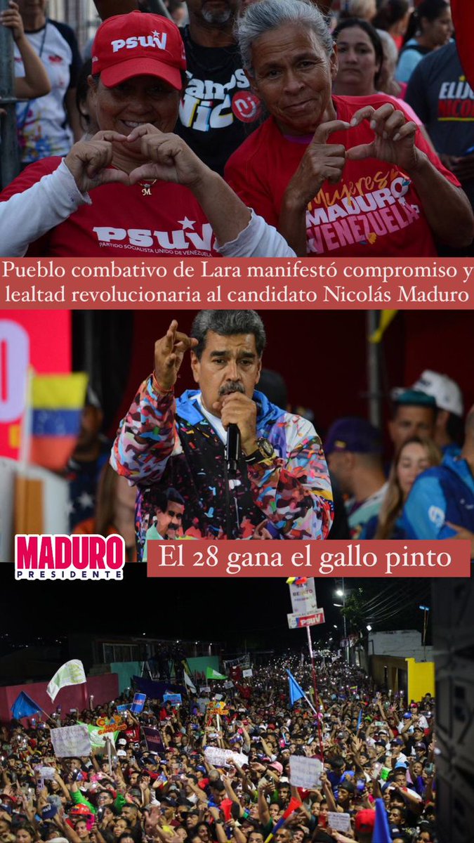 psuvlara2023's tweet photo. #MunicipioIribarren

El pueblo de Lara se concentró en la comunidad San Vicente en la parroquia Concepción del municipio Iribarren para celebrar la candidatura de @NicolasMaduro y manifestar apoyo irrestricto en las venideras elecciones presidenciales del 28 de julio. https://t.co/rgS56sw2Kk