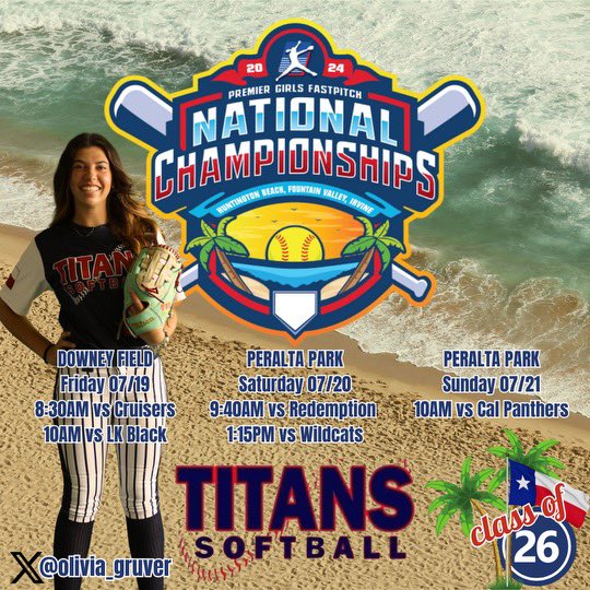 olivia_gruver's tweet photo. Playing on the field and playing in the sand. What a perfect @PGFnetwork Nationals combination😎 #calibound #softballshowcase #fastpitchshowcase #bionicwoman #builtdifferent
#uncommitted2026 #2B #utility #titanssoftball #collegeexposure https://t.co/hBHxT68cck