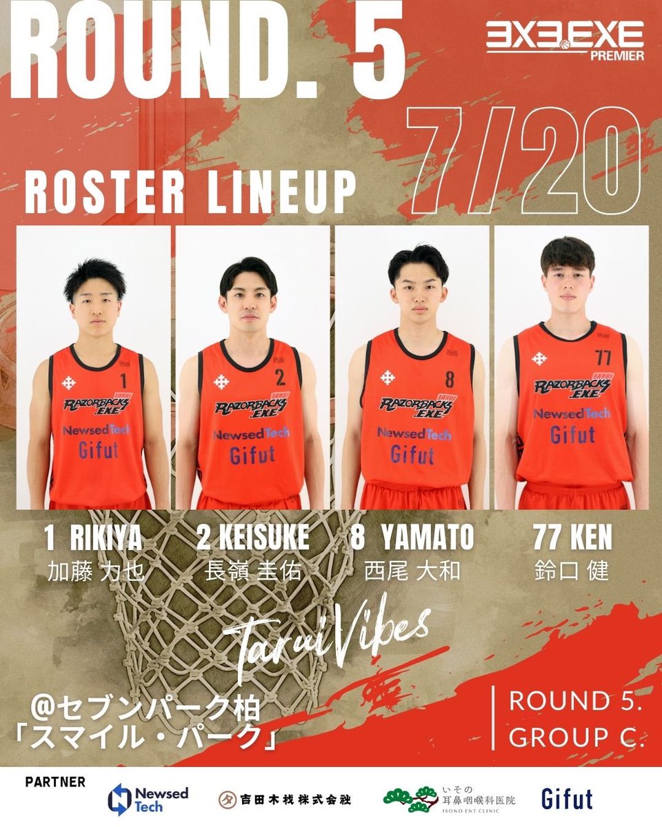 taruirazorbacks's tweet photo. 平素より応援ありがとうございます。
垂井レイザーバックスは、下記の通り3×3 .EXE PREMIRE 2024 ROUND.5の選手ロスターが決定いたしましたのでお知らせいたします。
@3x3league #tarui #垂井 #垂井町 #taruivibes #3x3exe #razorbacks #taruirazorbacks #垂井レイザーバックス https://t.co/ddHgjjOcWT