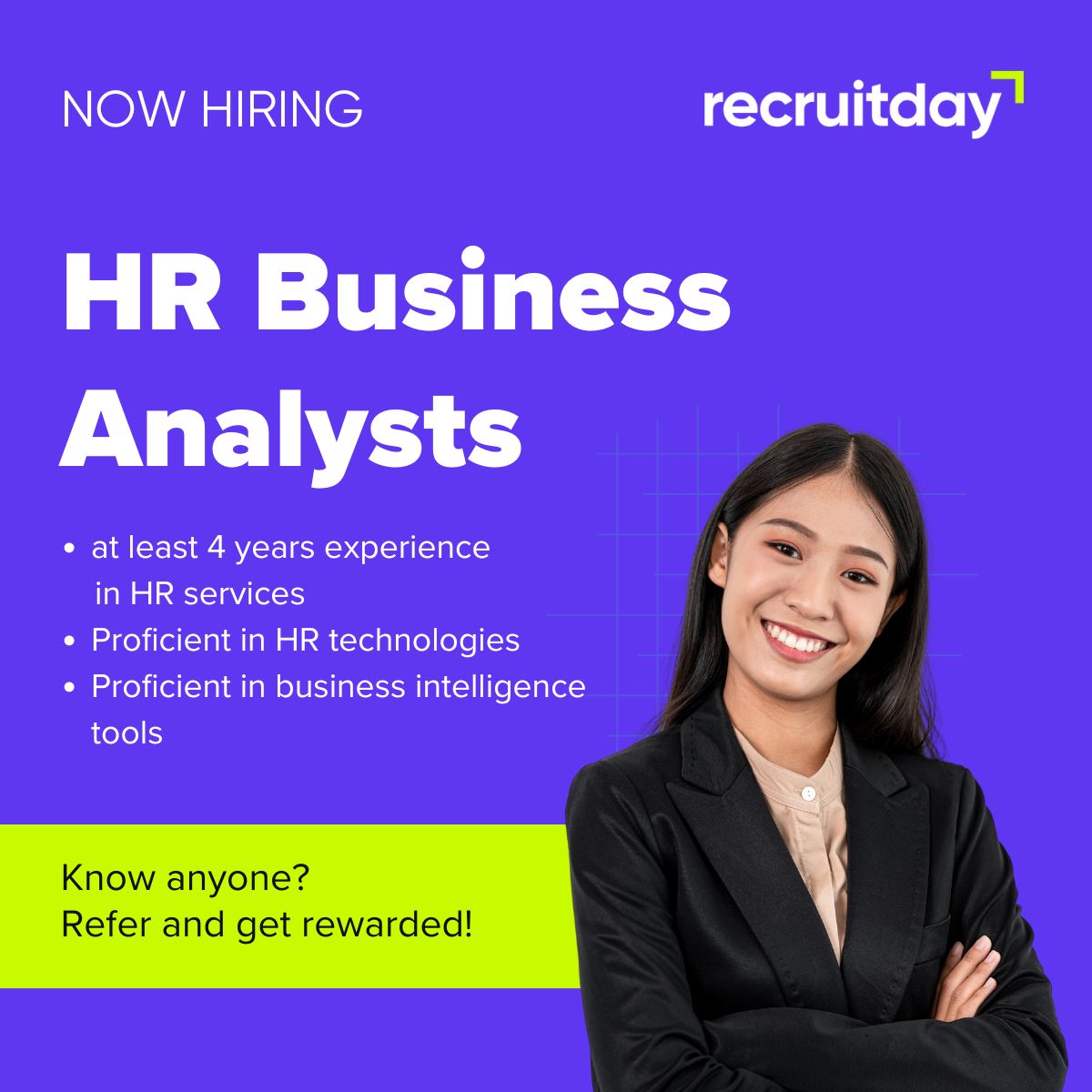 recruitday's tweet photo. Are you experienced in HR services and passionate about optimizing business processes? Our partner, a global consulting firm, is seeking skilled HR Business Analysts to join their team. Apply now --> https://t.co/tDaVTeEC7n

#HRBusinessAnalyst #HRServices #HRJobs #ReferAFriend https://t.co/bOwpNBET8R