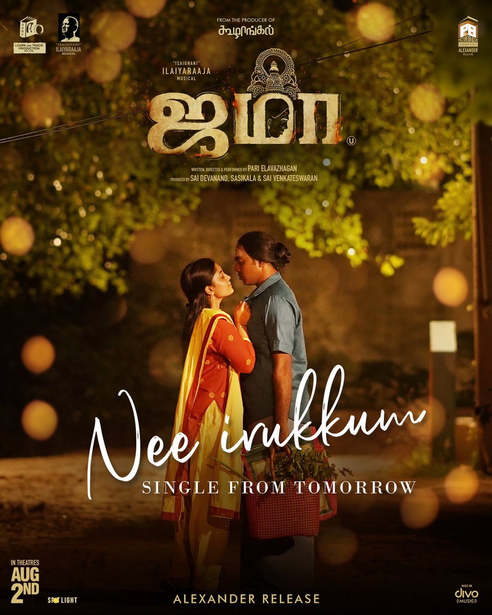 LEARN AND TEACH PRODUCTION (@learnnteachprod) on Twitter photo #NeIrukkumOsarathuku from #Jama arrives Tomorrow at 11:30 AM✨
Produced by- <a href="/LearnNteachProd/">LEARN AND TEACH PRODUCTION</a>
Isaignani <a href="/ilaiyaraaja/">Ilaiyaraaja</a> Musical
Released by- <a href="/pictureboxco3/">Picture Box Company</a> #Alexander
<a href="/PariElavazaghan/">Pari Elavazhagan</a>
<a href="/Ammu_Abhirami/">AmmuAbhirami</a> <a href="/Chetan_k_a/">chetan_k_a</a> <a href="/HariPrasad4091/">hariprasad rajagopal</a> <a href="/krishdayal17/">Krishna Dayal</a> <a href="/vasantmarimuthu/">Vasant Marimuthu</a> <a href="/PsVinothraj/">Vinothraj PS</a> #NeIrukkumOsarathuku from #Jama arrives Tomorrow at 11:30 AM✨
Produced by- <a href="/LearnNteachProd/">LEARN AND TEACH PRODUCTION</a>
Isaignani <a href="/ilaiyaraaja/">Ilaiyaraaja</a> Musical
Released by- <a href="/pictureboxco3/">Picture Box Company</a> #Alexander
<a href="/PariElavazaghan/">Pari Elavazhagan</a>
<a href="/Ammu_Abhirami/">AmmuAbhirami</a> <a href="/Chetan_k_a/">chetan_k_a</a> <a href="/HariPrasad4091/">hariprasad rajagopal</a> <a href="/krishdayal17/">Krishna Dayal</a> <a href="/vasantmarimuthu/">Vasant Marimuthu</a> <a href="/PsVinothraj/">Vinothraj PS</a>