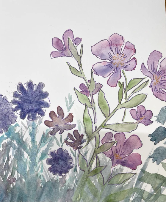 ふと「お絵描きしてみよう」と思って遊べたのでかなり回復してきた感紙の種類のせいでかあまり分離しなかったけどやはり好きな色ジェルライナーでライン入れてみたり 続きはまた夜に #クサカベ #ハルモニア