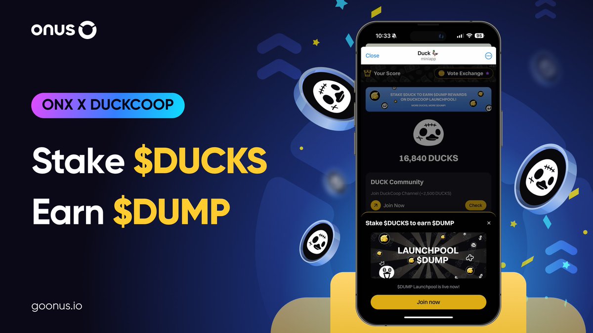 🤑 Good #Earning #Opportunity from our beloved partner <a href="/DuckCoop_TG/">DuckCoop</a> 

You can Earn $DUMP Rewards by Staking $DUCKS on Launchpool Now!

Claim your #free $DUMP at: t.me/duckscoop_bot/…

$DUMP will be listed at 14 UTC Jul 18 on #Uniswap!

About $DUMP:

✅ Token Name: Duckland