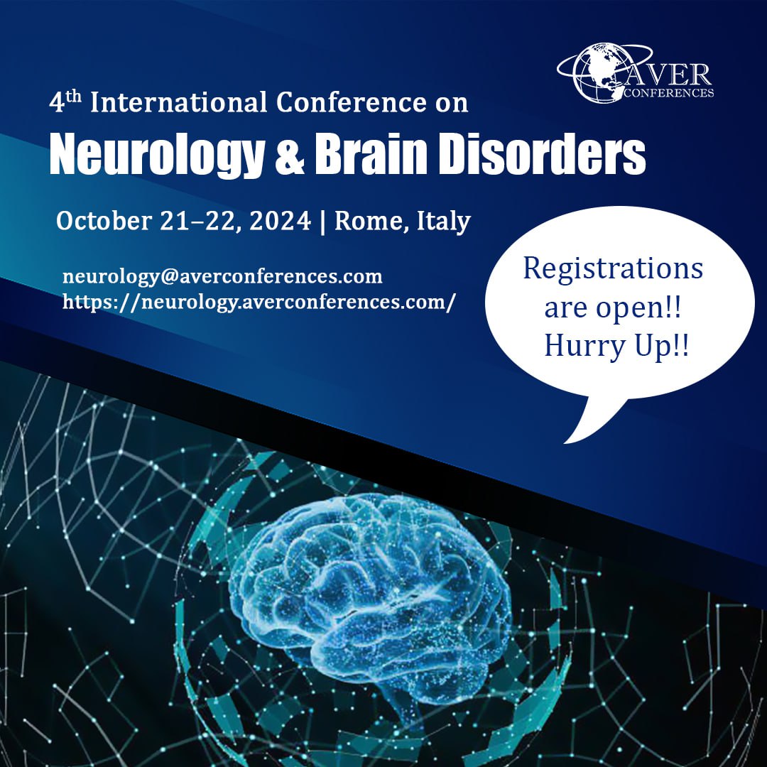 Don't miss out on the dates and location!
"4th International Conference on #Neurology &amp; Brain Disorders," on October 21–22, in Rome, #Italy.
Website: neurology.averconferences.com 
Email id: neurology@averconferences.com
#NeurologyConferences2024
#Neurosciencemeetings
#AverConferences